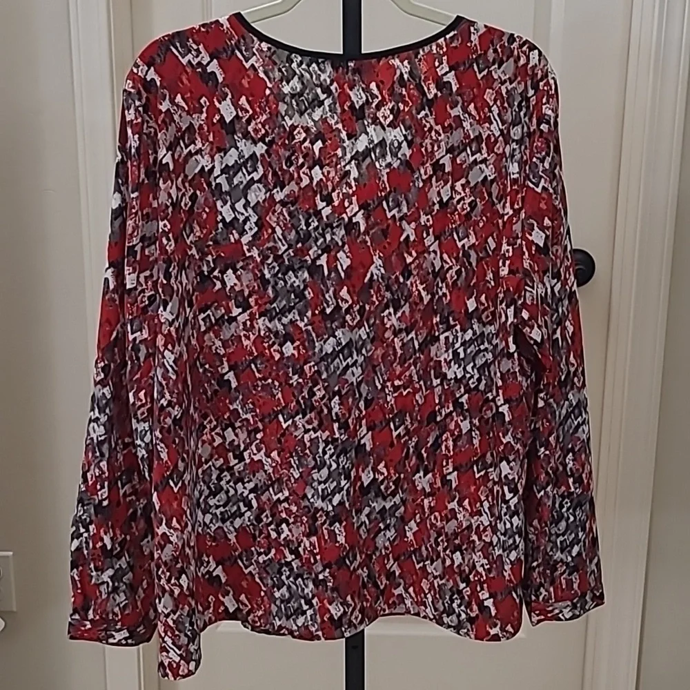 SERENGETI Silky Abstract Pattern Long Sleeve Pull-Over Blouse Size XL - Picture 5 of 7